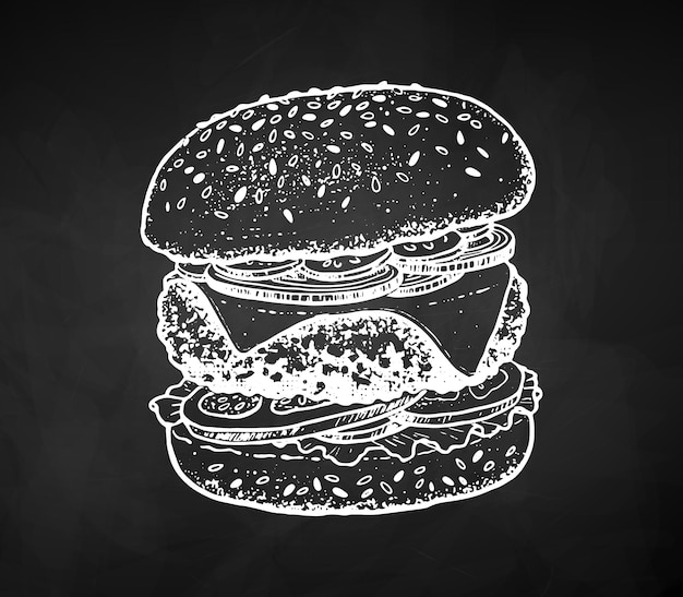 Vector chalk drawing of burger