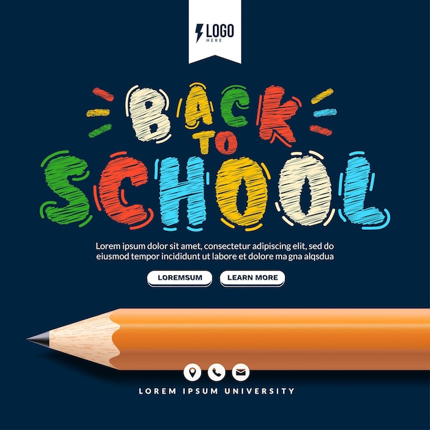 Chalk drawn back to school lettering with colored penicls, Online courses learning and tutorials