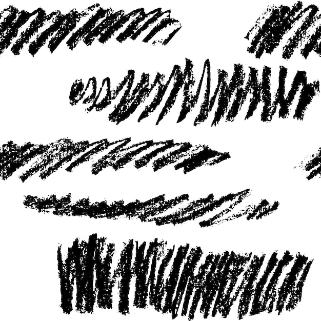 Vector chalk hand drawn strokes seamless pattern
