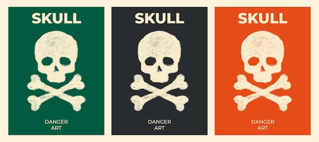 Vector chalk painting skull poster design