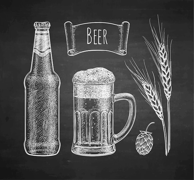 Chalk sketch of beer