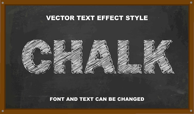 Vector chalk sketch blackboard hand draw style typography editable text effect font template background