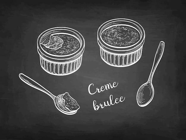 Vector chalk sketch of creme brulee