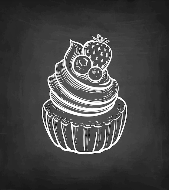 Vector chalk sketch of rum baba