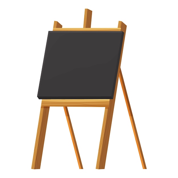 Chalkboard blackboard on wooden easel tripod in cartoon style