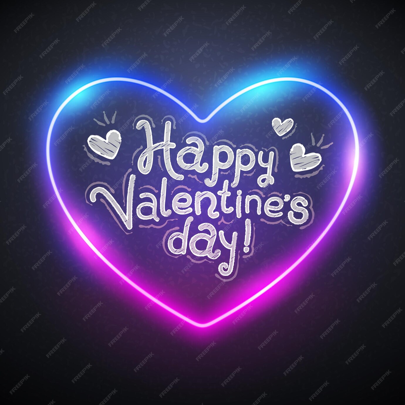 Premium Vector Chalkboard happy valentine's day with neon heart