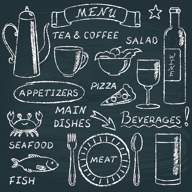 Chalkboard menu elements set