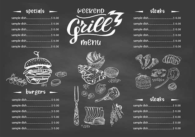 Vector chalkboard restaurant menu vector