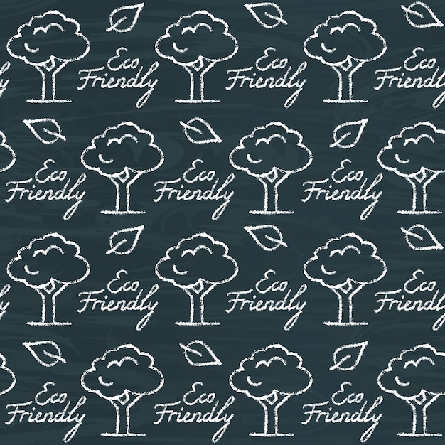 Chalkboard seamless pattern with Eco Friendly text