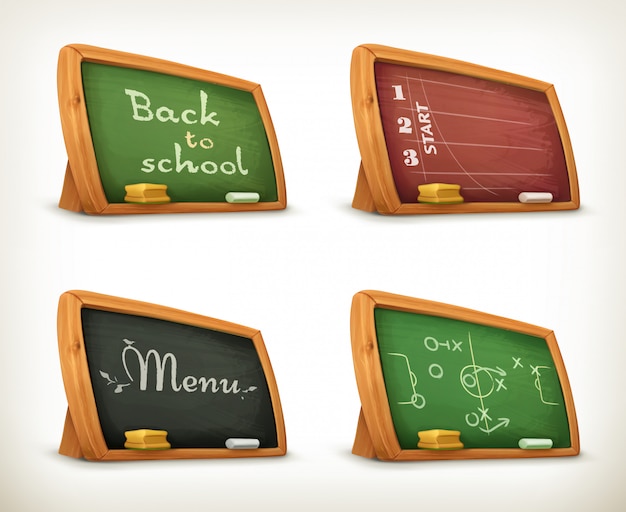 Chalkboards, school sport menu  set