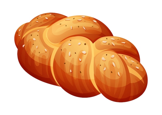 Vector challah brood vectorillustratie bakkerijproduct geïsoleerd op een witte achtergrond