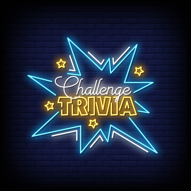 Sfida trivia testo di insegne al neon