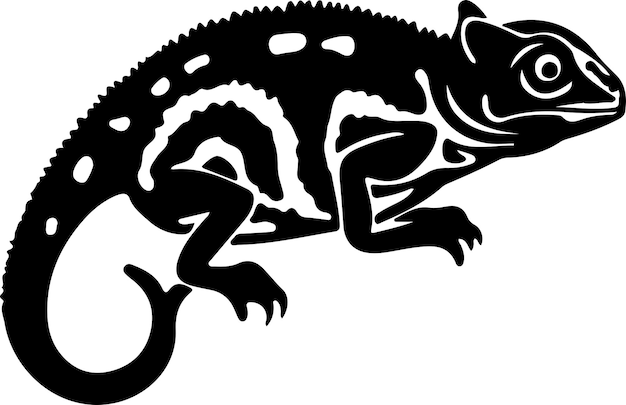 chameleon black silhouette with transparent background