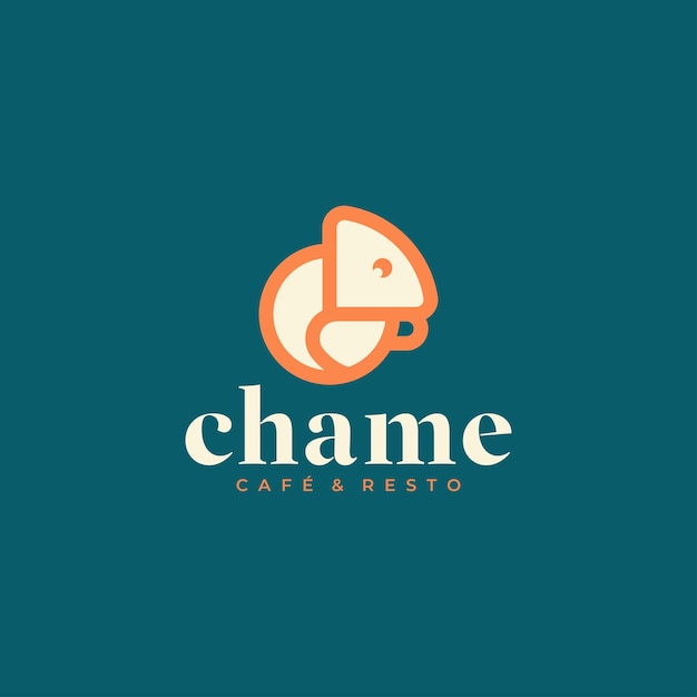 Chameleon cafe and restaurant logo design vector