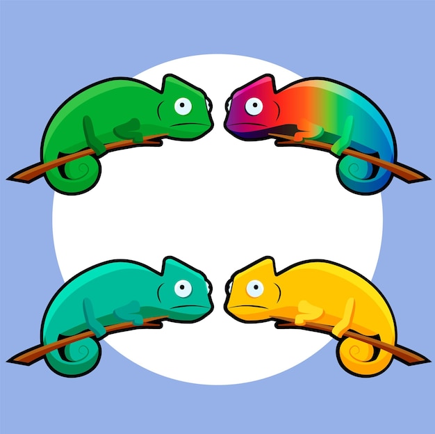 Vector chameleon cartoon vector illustration