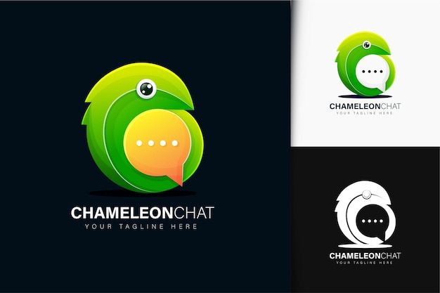 Дизайн логотипа чата хамелеон с градиентом