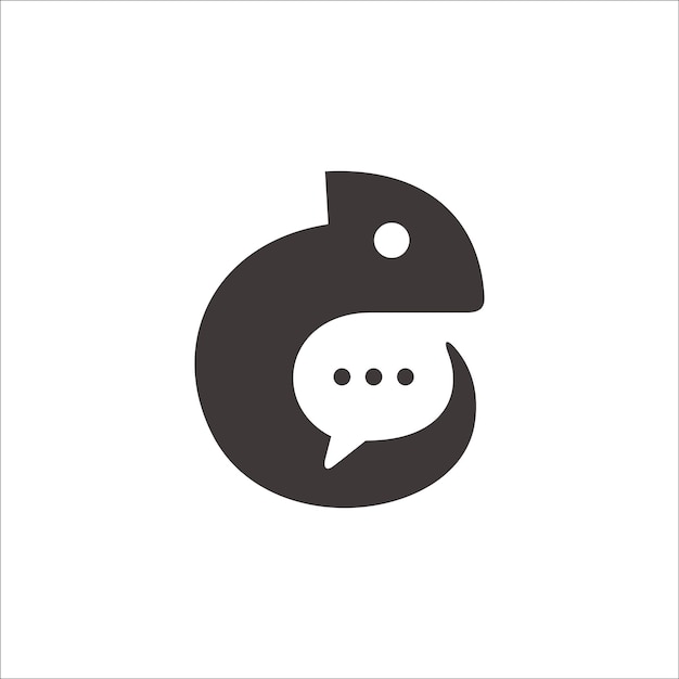 Chameleon chat negative space logo