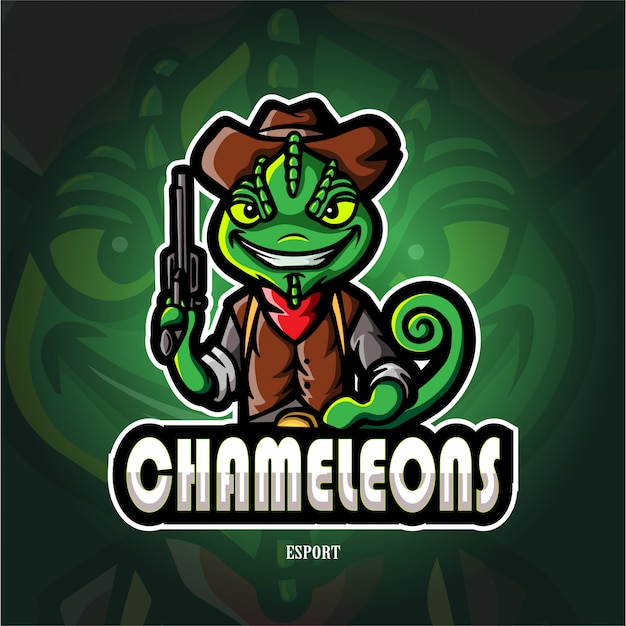 Chameleon coboy mascotte esport logo