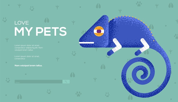 Chameleon concept flyer, web banner, ui header, enter site. .