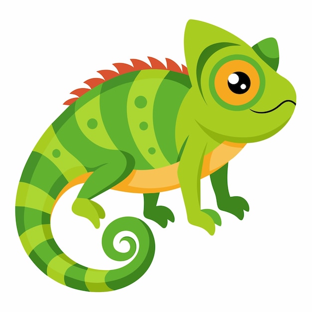 Vector chameleon isolated on white background cartoon style vector illustration