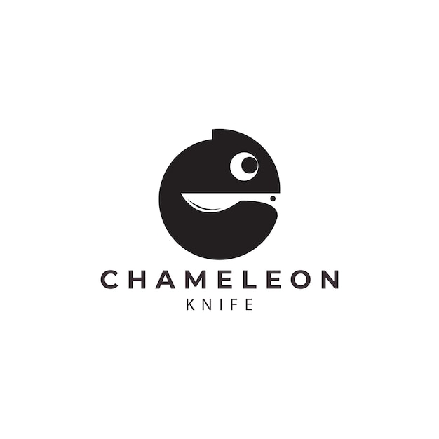 Chameleon and knife logo design vector icon illustration