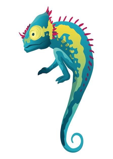 Ящерица-хамелеон Рептилия с изогнутым хвостом и камуфляжной кожей тропическая дикая природа Экзотическое животное крупным планом