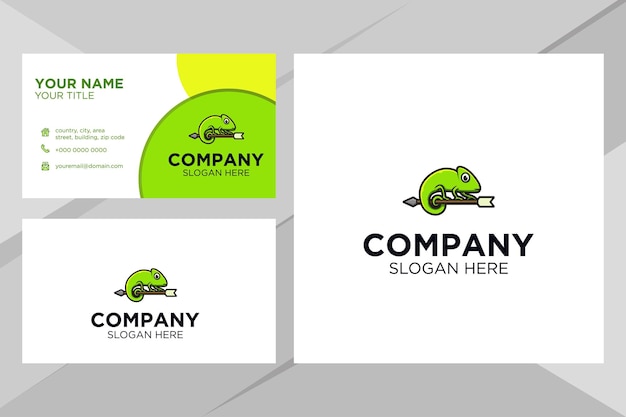 Chameleon logo for company with business card template