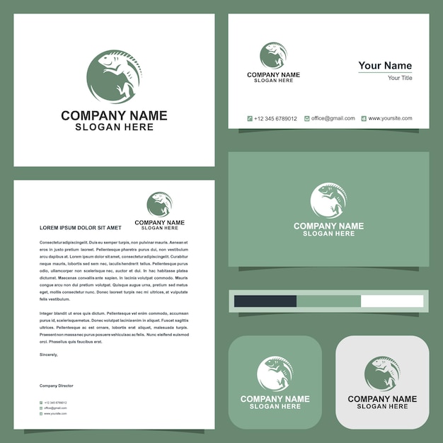 Chameleon logo design illustration business card