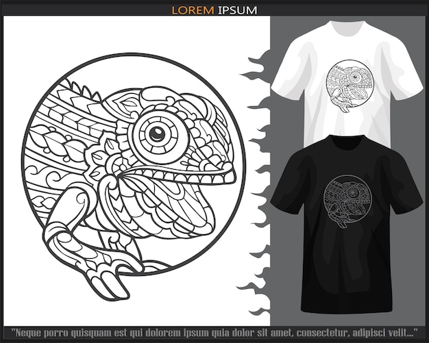 Vector chameleon mandala arts geïsoleerd op zwart-wit t-shirt