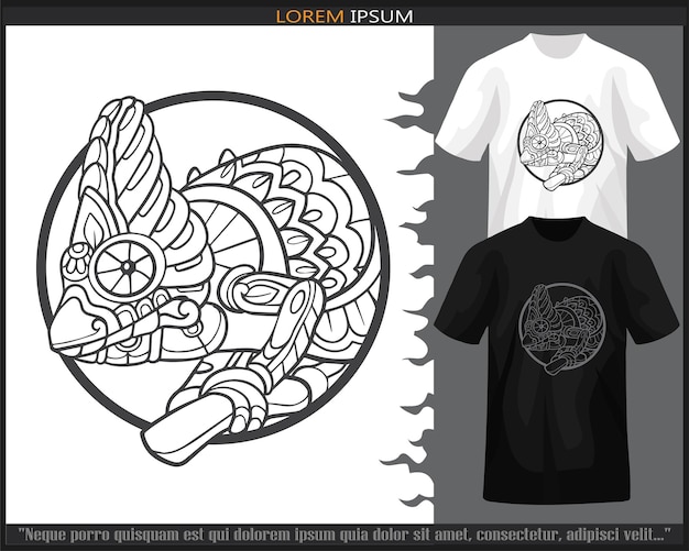 Chameleon mandala arts isolated on black and white t shirt