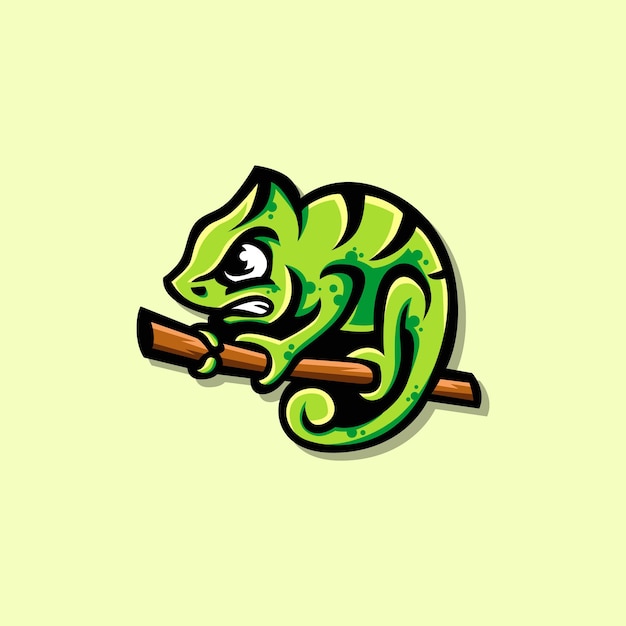 Vector chameleon mascot character design logo