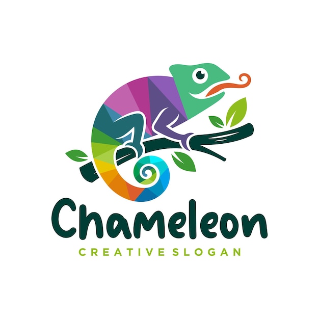 Vector chameleon mascot logo design vector illustration