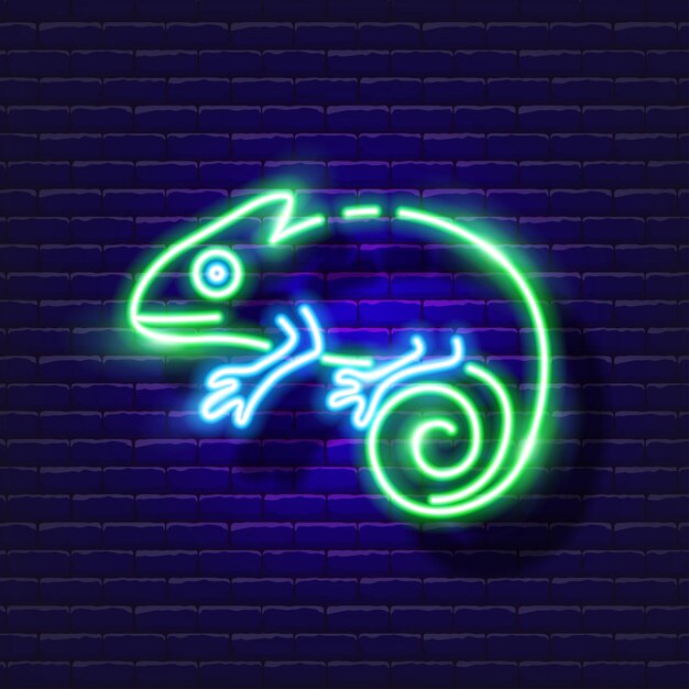 Chameleon neon icon Vector illustration for design website pet shop veterinary clinic Veterinary medicine concept