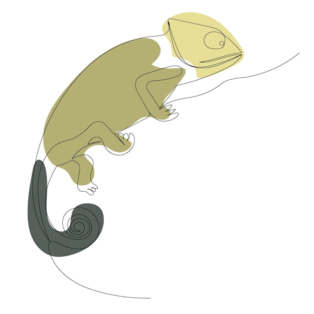 Chameleon schets continu lijntekening geïsoleerde vector