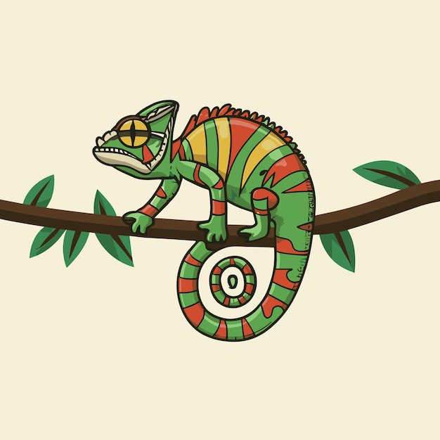 Chameleon vector art illustration