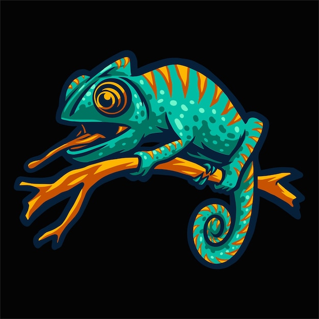 Vector chameleon vector design illustration artwork