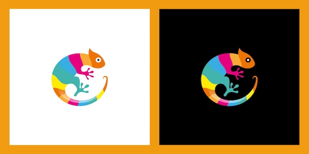 Хамелеон с красочным дизайном логотипа