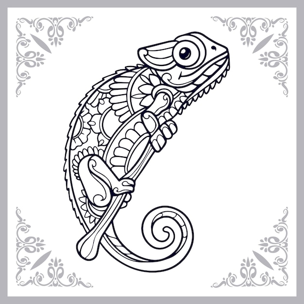 Chameleon zentangle kunsten geïsoleerd op een witte achtergrond