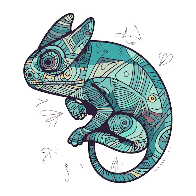 Chameleon Zentangle style Hand drawn vector illustration