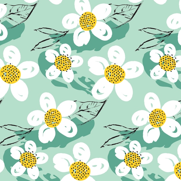 chamomile abstract pattern paints strokes dots field