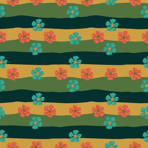カモミールの花の無限の背景 シンプルなスタイルで抽象的な花柄シームレス パターン