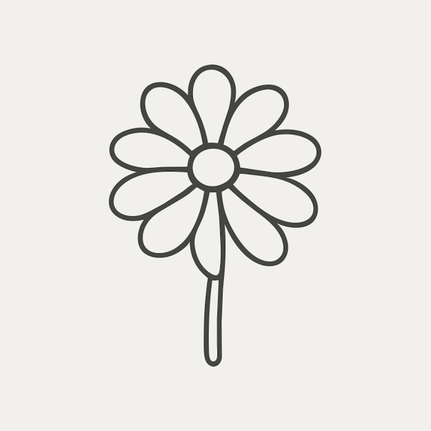 chamomile flower flat white background sticker image in full vector illustration line art