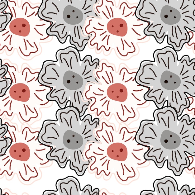 카모마일 꽃은 단순한 스타일로 우아하게 매끄러운 패턴입니다. 추상 꽃 끝없는 배경