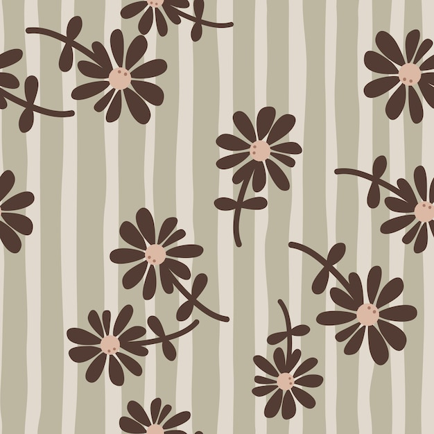 Chamomile flower seamless pattern in naive art style Cute little daisy floral ornament wallpaper