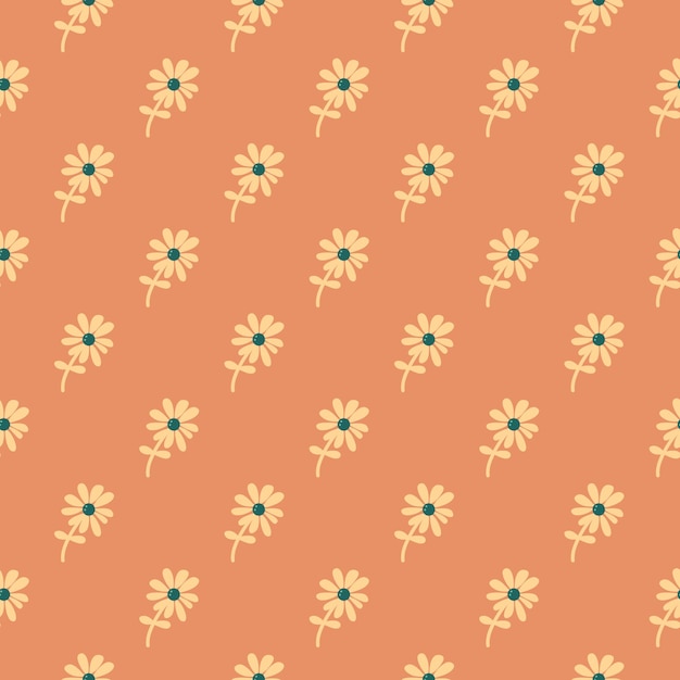 Chamomile flower seamless pattern in naive art style Cute little daisy floral ornament wallpaper