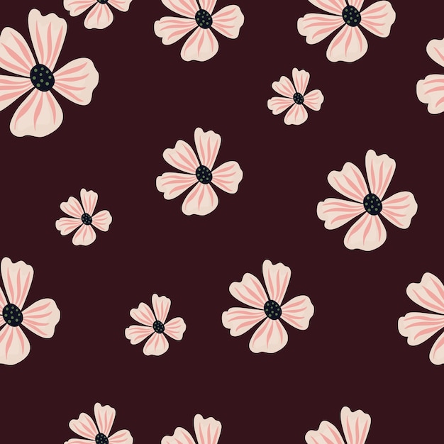 シンプルなスタイルのカモミールの花のシームレスなパターン 抽象的な花の無限の背景