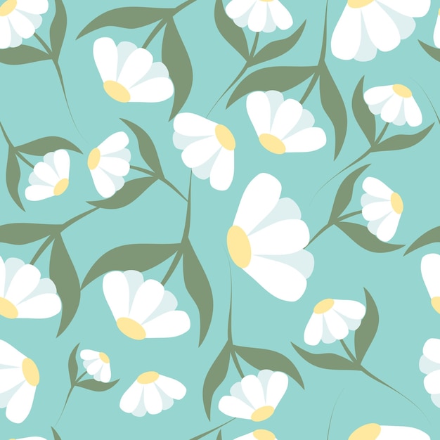 Chamomile flowers beautiful seamless pattern of chamomile