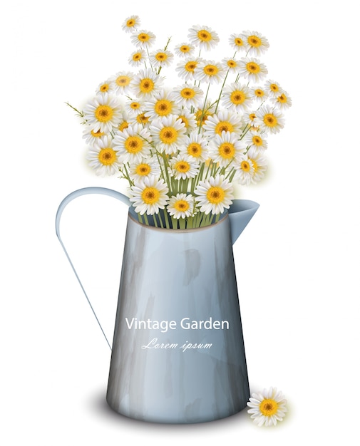 Chamomile flowers in a pot vase