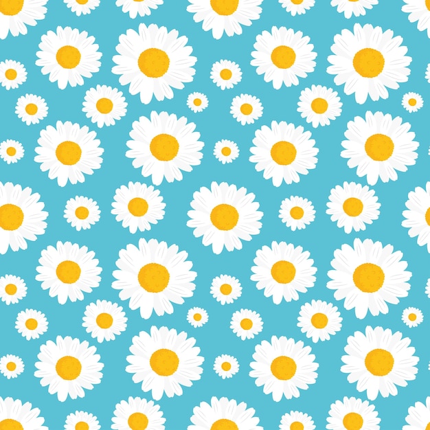 Chamomile flowers seamless pattern design