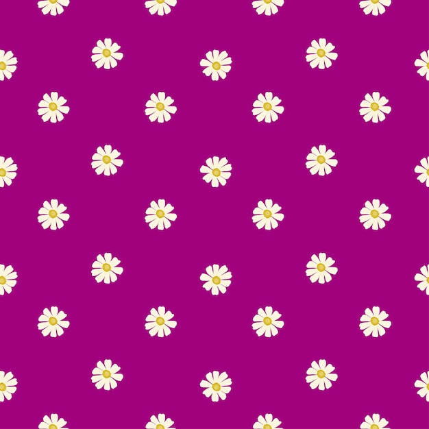 자유형 스타일에서 원활한 카모마일 패턴입니다. 화려한 배경에 봄 꽃입니다. 섬유 인쇄, 직물, 배너, 배경 및 배경 화면에 대한 벡터 일러스트 레이 션.